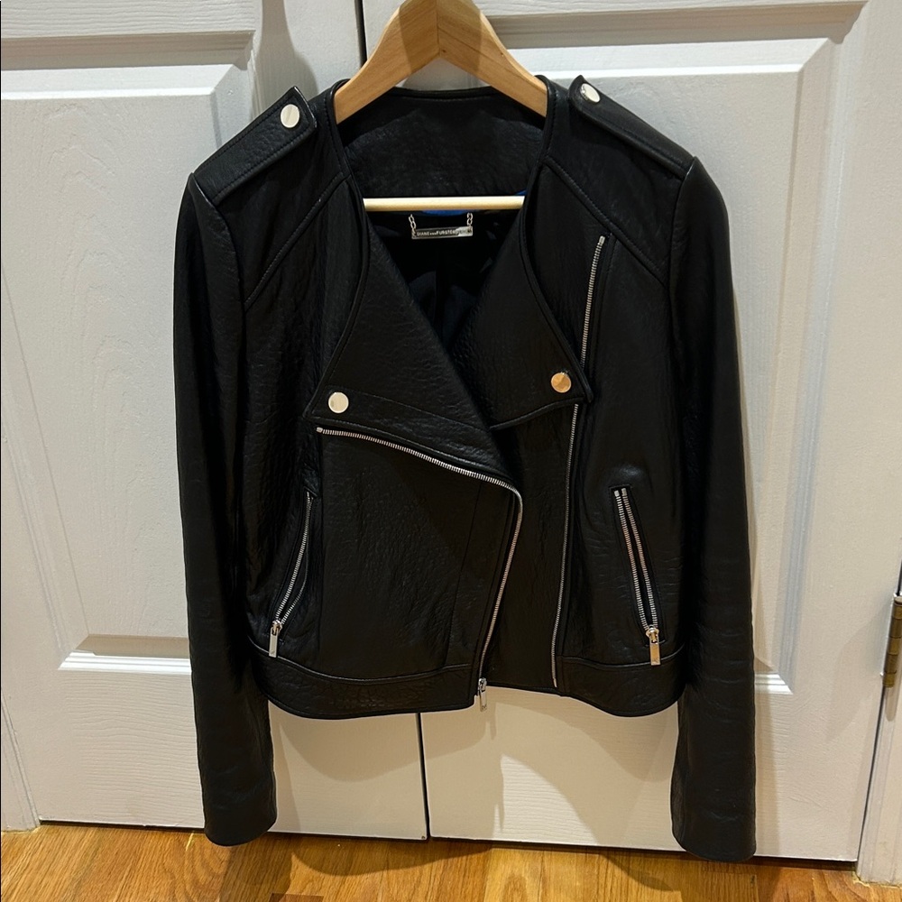 Diane Von Furstenberg Black Leather Jacket